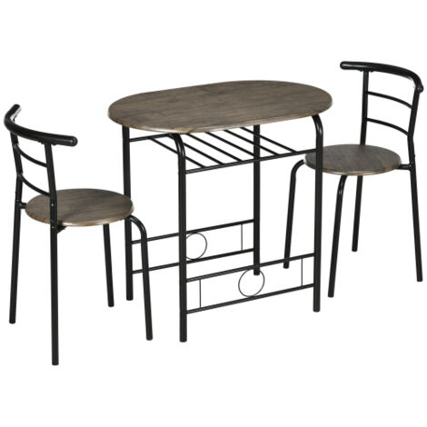 Ensemble table bistrot 1 table 2 chaises 80x53x74.5cm noir compact moderne