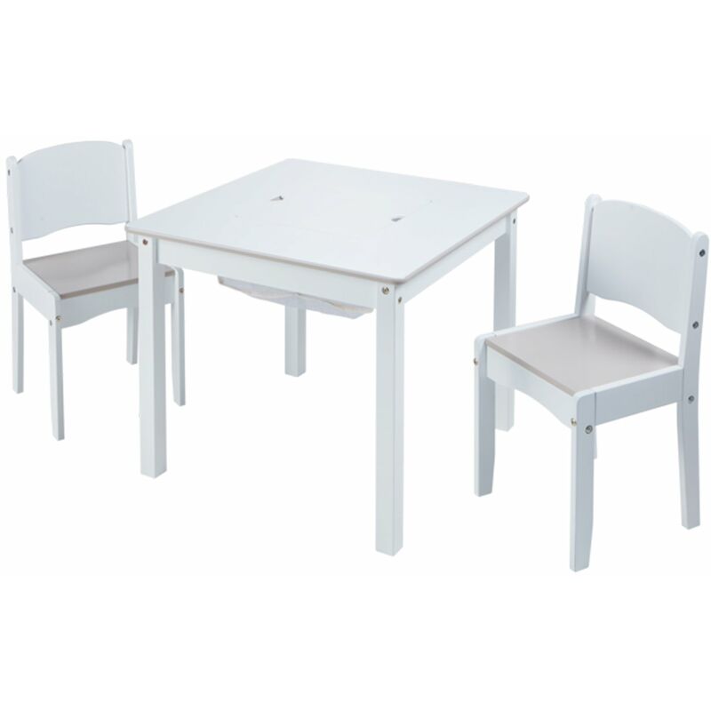 Pegane - Ensemble table créative et 2 chaises blanches pour enfants