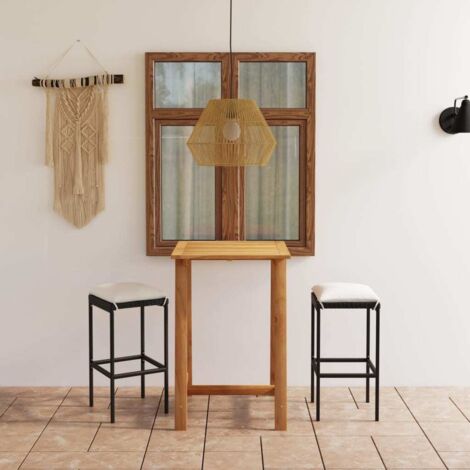 Ensemble Table de bar + 2 Chaises de bar de jardin avec coussins - Table Haute avec 2 Tabourets Noir BV875104 - BonneVie