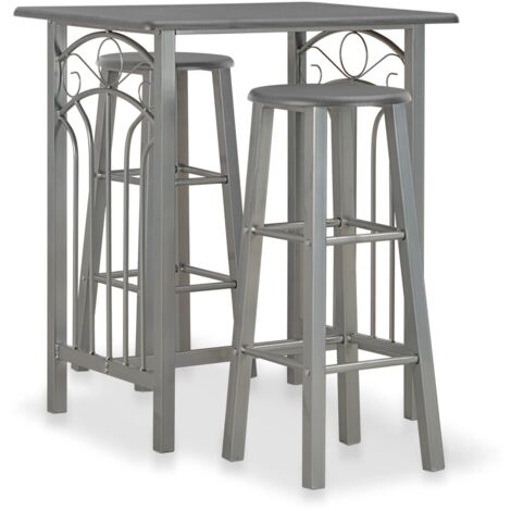 Ensemble Table de bar + 2 tabourets bar Contemporain / Table haute et bar Bois et acier Anthracite