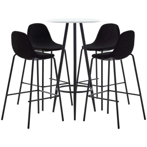 Ensemble Table de bar + 4 Chaises de bar - Table Haute avec 4 Tabourets Tissu Noir BV604732 - BonneVie