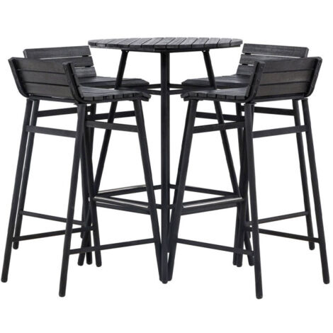 Ensemble Table de Bar de Jardin & 4 Tabourets "Mexico" 95cm Noir