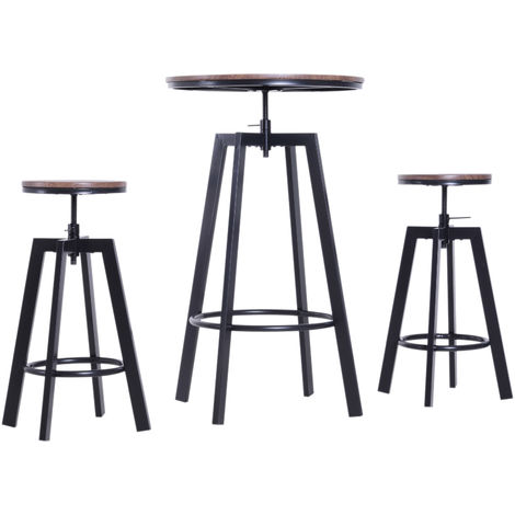 Ensemble Table De Bar Design Industriel 2 Tabourets
