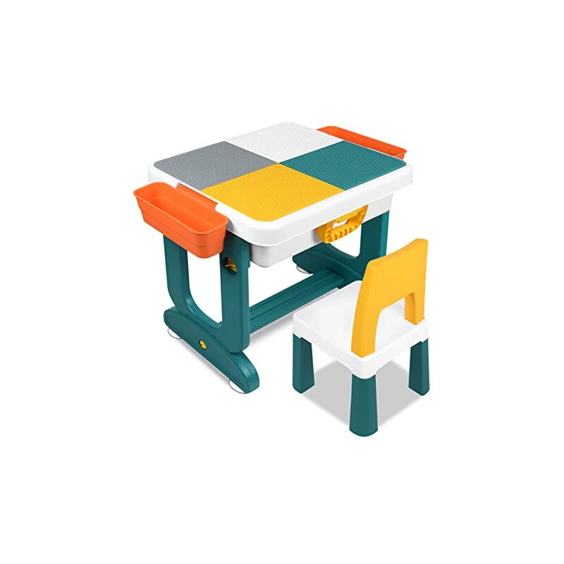 Ensemble Table de Bloc avec Chaises Table de Jeu pour enfants Hauteur Réglable avec Boîte de Rangement pour Enfants Bébé Naizy