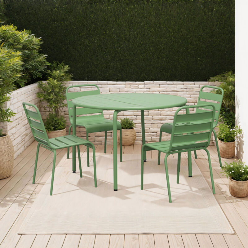 M&s - Ensemble table de jardin 110 cm + 4 chaises en métal vert - baca M&s - Ensemble table de jardin 110 cm + 4 chaises en métal vert - baca