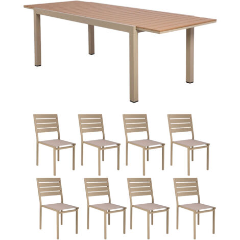Ensemble table de jardin 180/240cm + 8 chaises - NICE