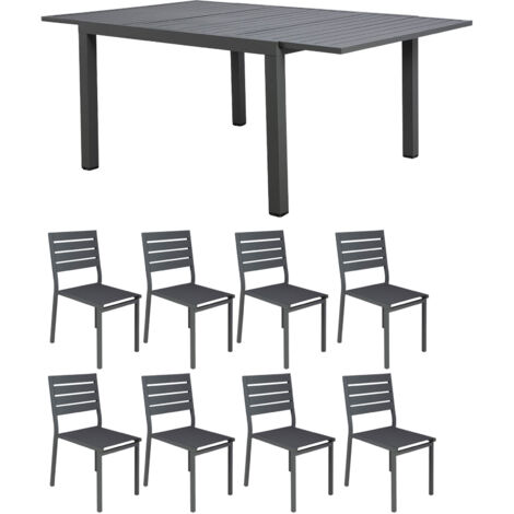 Ensemble table de jardin 180/240cm + 8 chaises - NICE