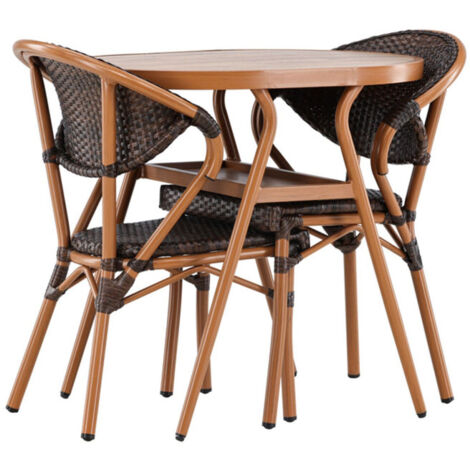 Ensemble Table de Jardin & 2 Chaises "Abrantes" 80cm Marron