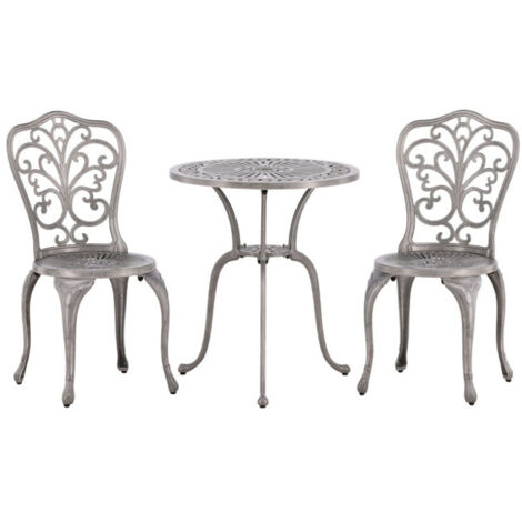 Ensemble Table de Jardin & 2 Chaises "Nandin" 73cm Argent