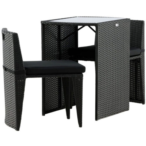 Ensemble Table de Jardin & 2 Chaises "Savanna" 75cm Noir