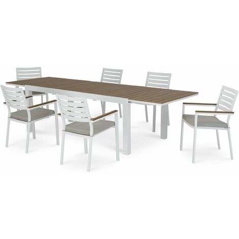 Ensemble table de jardin 300/200x100 cm et 6 chaises aluminium blanc - Osaka