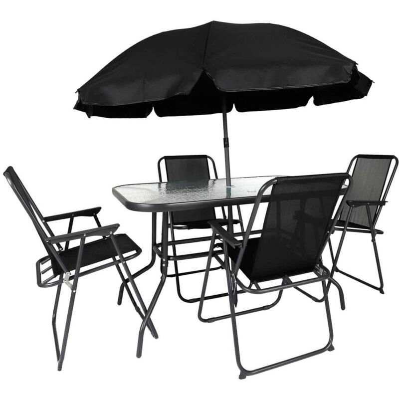 Ensemble Table de Jardin & 4 Chaises "Parasol" 120cm Noir Ensemble Table de Jardin & 4 Chaises "Parasol" 120cm Noir