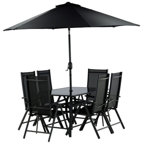 Ensemble Table de Jardin & 6 Chaises "Brekki" 150cm Noir