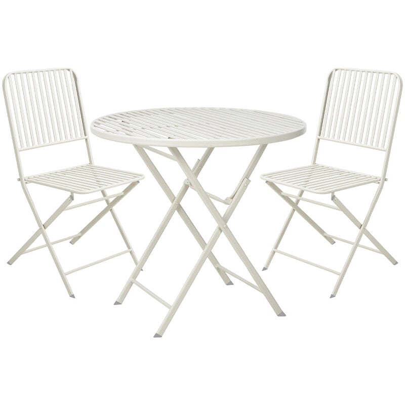 Cémonjardin - Ensemble table de jardin bistro ronde beige + 2 chaises - Beige