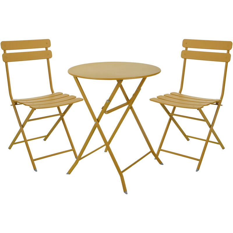 Ensemble table de jardin moutarde Bistro + 2 chaises - Jaune