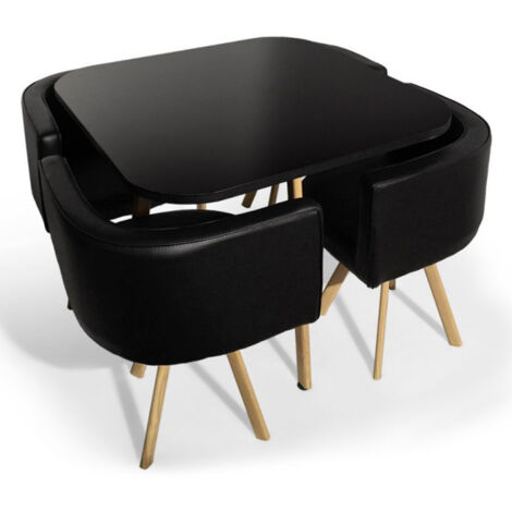 Ensemble Table de Repas & 4 Chaises Design "Norway" Noir