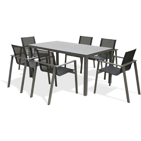 Ensemble Table En Aluminium Et 6 Fauteuils En Aluminium Et