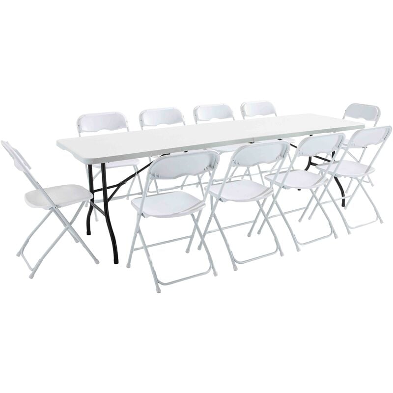 Ensemble table et 10 chaises pliantes de jardin