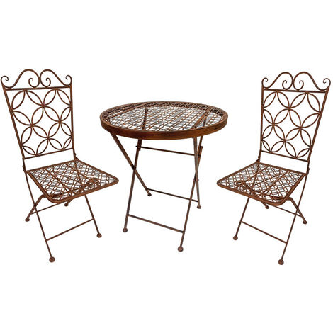 Ensemble table et 2 chaises en fer pliantes