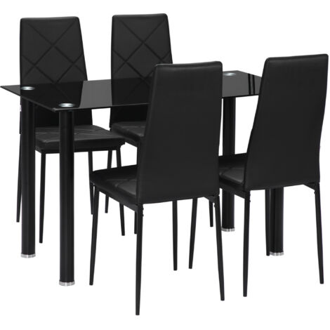 Ensemble table et 4 chaises HARROS effet bois noir