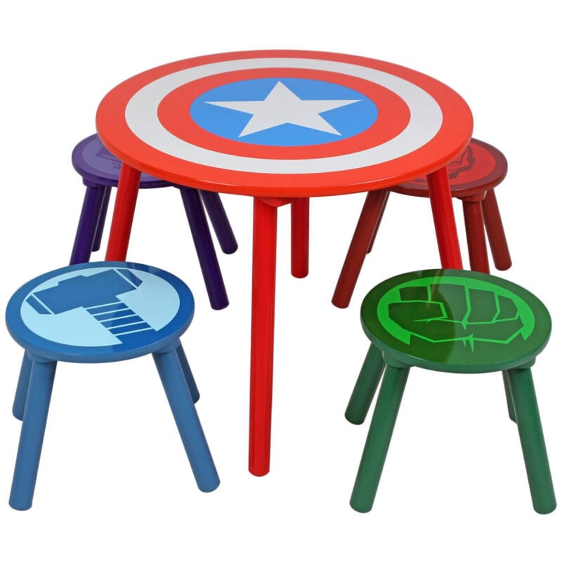Ensemble table et 4 tabourets - Logo Captain America Marvel Avengers