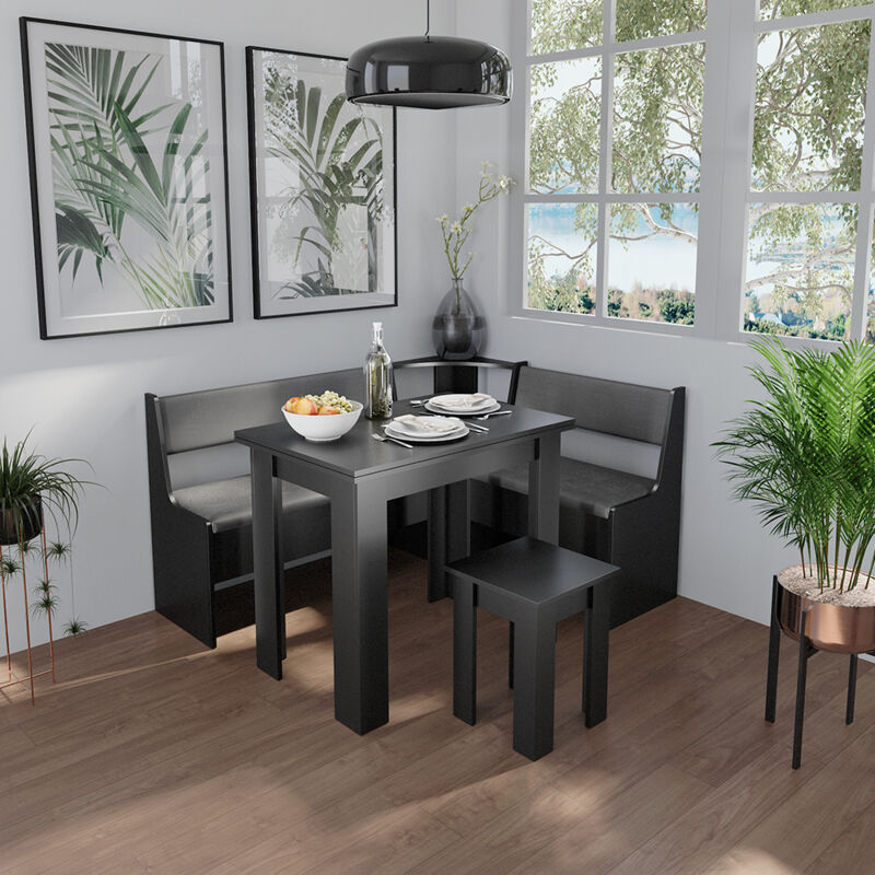 Vicco - Table et tabouret Roman, Noir, 90x60cm