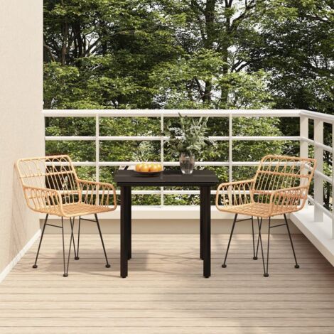 Ensemble Table et Chaise de Jardin 3 pcs - Ensemble Table à manger + 2 chaises Résine tressée BV581203 - BonneVie