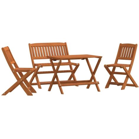 Ensemble Table et Chaise de Jardin 4 pcs - Ensemble à dîner d'extérieur pour enfants Eucalyptus BV949396 - BonneVie