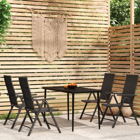 Ensemble Table et Chaise de Jardin 5 pcs - Ensemble de salle à manger de jardin Noir BV603995 - BonneVie