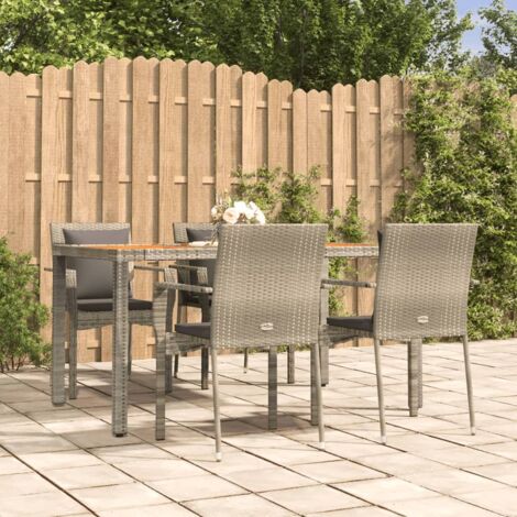 Ensemble Table et Chaise de Jardin 5 pcs - Ensemble Table à manger + 4 chaises avec coussins Gris BV929101 - BonneVie