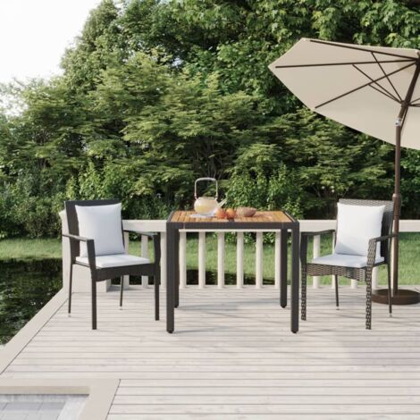 Ensemble Table et Chaise de Jardin avec coussins 3 pcs - Ensemble Table à manger + 2 chaises Noir BV947824 - BonneVie