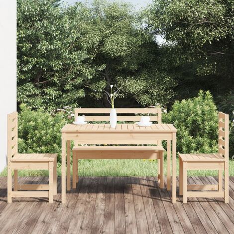 Ensemble Table et Chaise de Jardin Contemporain Ensemble à dîner de jardin 4 pcs bois massif de pin 35223 - Brun