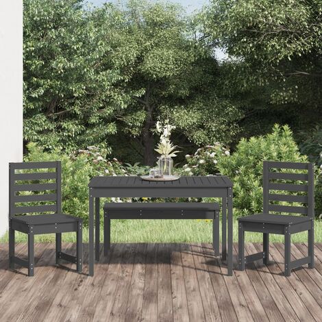 Ensemble Table et Chaise de Jardin Contemporain Ensemble à dîner de jardin 4 pcs gris bois massif de pin 90063 - Gris