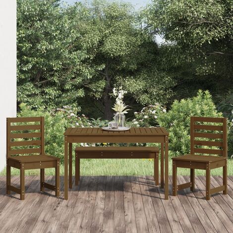 Ensemble Table et Chaise de Jardin Contemporain Ensemble à dîner de jardin 4 pcs marron miel bois pin massif 47415 - Brun