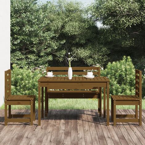 Ensemble Table et Chaise de Jardin Contemporain Ensemble à dîner de jardin 4 pcs marron miel bois pin massif 84408 - Brun