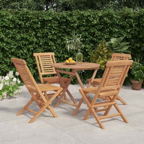 Ensemble Table et Chaise de Jardin Contemporain  Ensemble à dîner de jardin 5 pcs Bois de teck massif 28841
