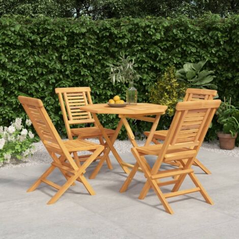 Ensemble Table et Chaise de Jardin Contemporain  Ensemble à dîner de jardin 5 pcs Bois de teck massif 56538