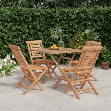 Ensemble Table et Chaise de Jardin Contemporain  Ensemble à dîner de jardin 5 pcs Bois de teck massif 62636