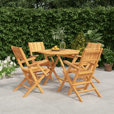 Ensemble Table et Chaise de Jardin Contemporain  Ensemble à dîner de jardin 5 pcs Bois de teck massif 72060