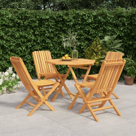 Ensemble Table et Chaise de Jardin Contemporain  Ensemble à dîner de jardin 5 pcs Bois de teck massif 73648
