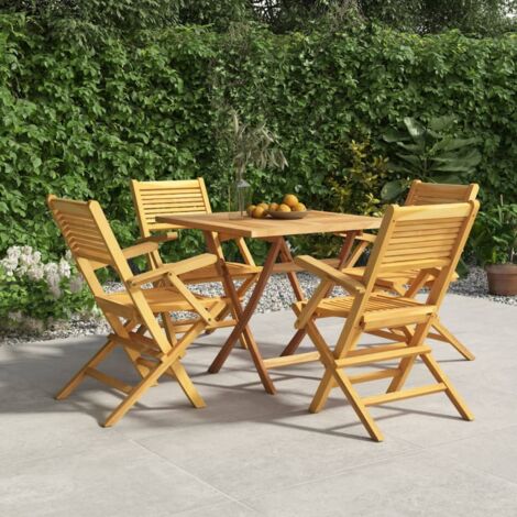 Ensemble Table et Chaise de Jardin Contemporain  Ensemble à dîner de jardin 5 pcs Bois de teck massif 92152