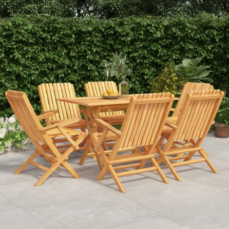Ensemble Table et Chaise de Jardin Contemporain  Ensemble à dîner de jardin 7 pcs Bois de teck solide 99105