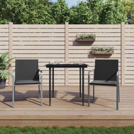 Ensemble Table et Chaise de Jardin Contemporain  Ensemble à manger de jardin 3 pcs coussins résine tressée acier 34643