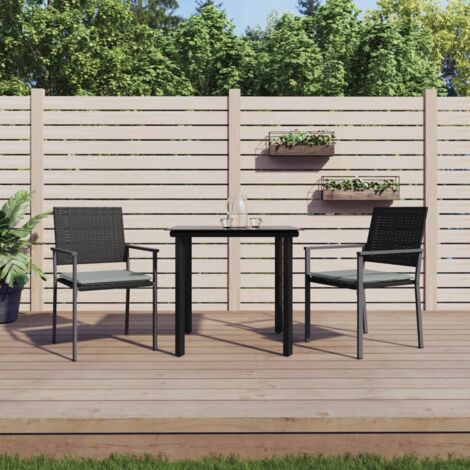 Ensemble Table et Chaise de Jardin Contemporain  Ensemble à manger de jardin 3 pcs coussins résine tressée acier 40155