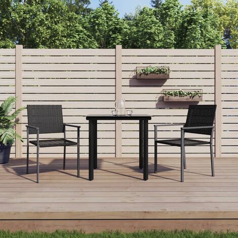 Ensemble Table et Chaise de Jardin Contemporain  Ensemble à manger de jardin 3 pcs résine tressée acier 27782