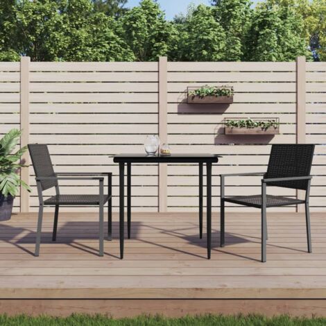 Ensemble Table et Chaise de Jardin Contemporain  Ensemble à manger de jardin 3 pcs résine tressée acier 51965