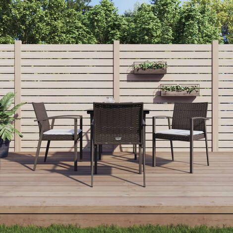 Ensemble Table et Chaise de Jardin Contemporain  Ensemble à manger de jardin 5 pcs coussins résine tressée acier 15598