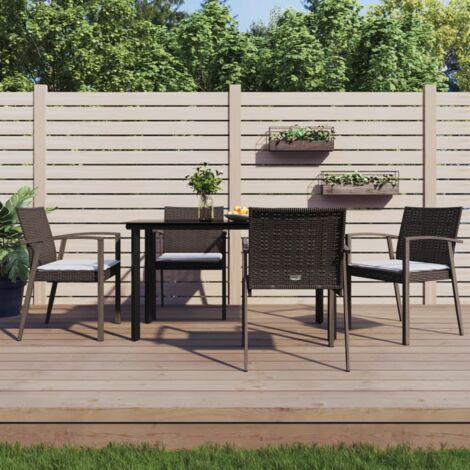 Ensemble Table et Chaise de Jardin Contemporain  Ensemble à manger de jardin 5 pcs coussins résine tressée acier 24234