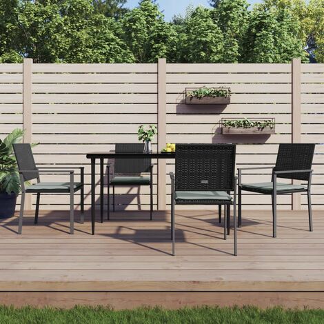 Ensemble Table et Chaise de Jardin Contemporain  Ensemble à manger de jardin 5 pcs coussins résine tressée acier 28016