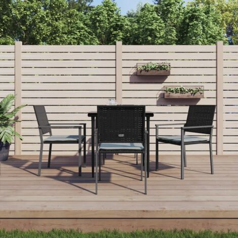 Ensemble Table et Chaise de Jardin Contemporain  Ensemble à manger de jardin 5 pcs coussins résine tressée acier 31721